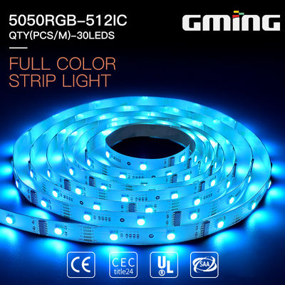 6W UCS DMX512-16 463nm SMD 5050 LED स्ट्रिप लाइट 30leds / M